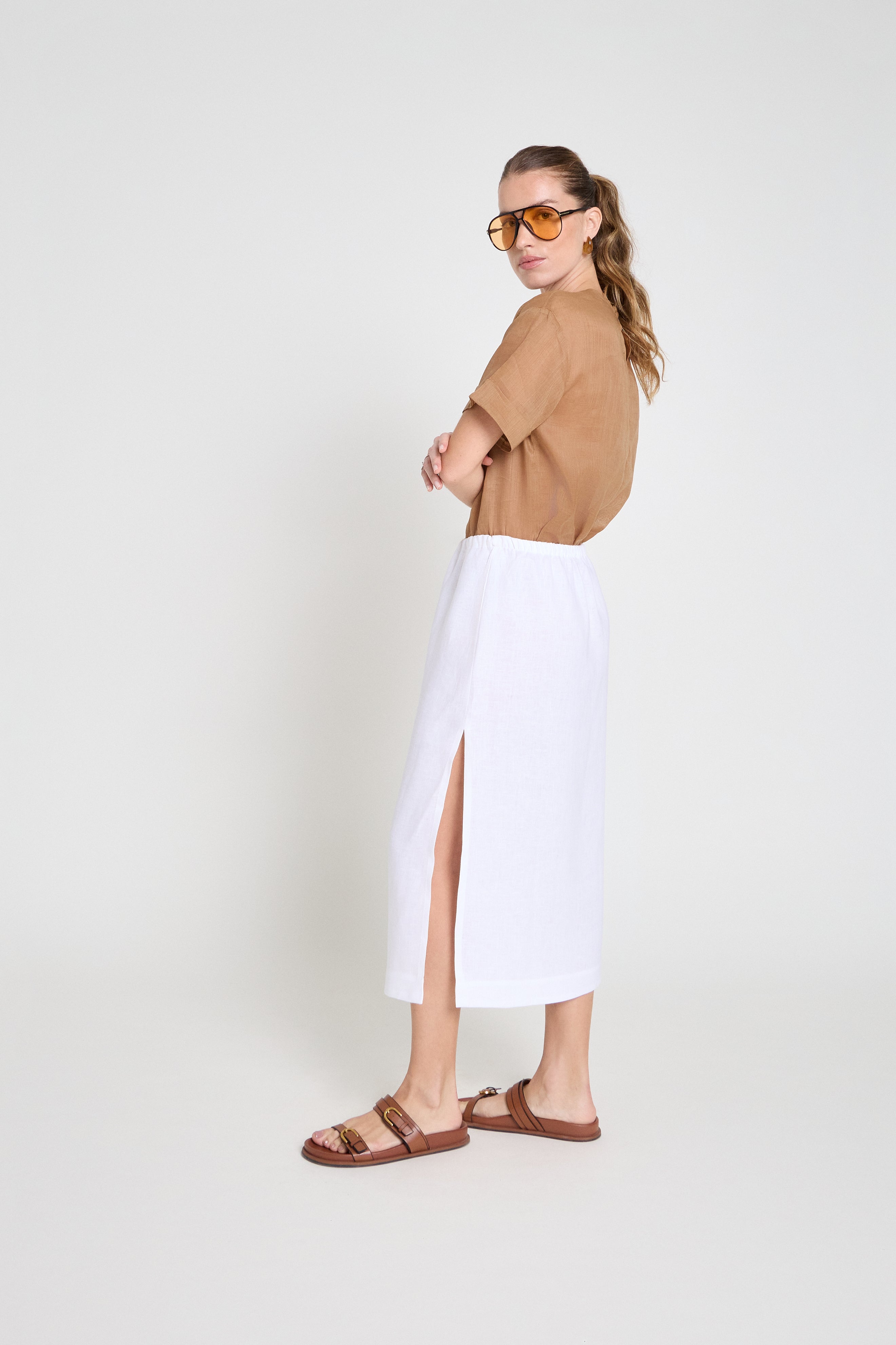 Blusa em voil com bolso - Mocha