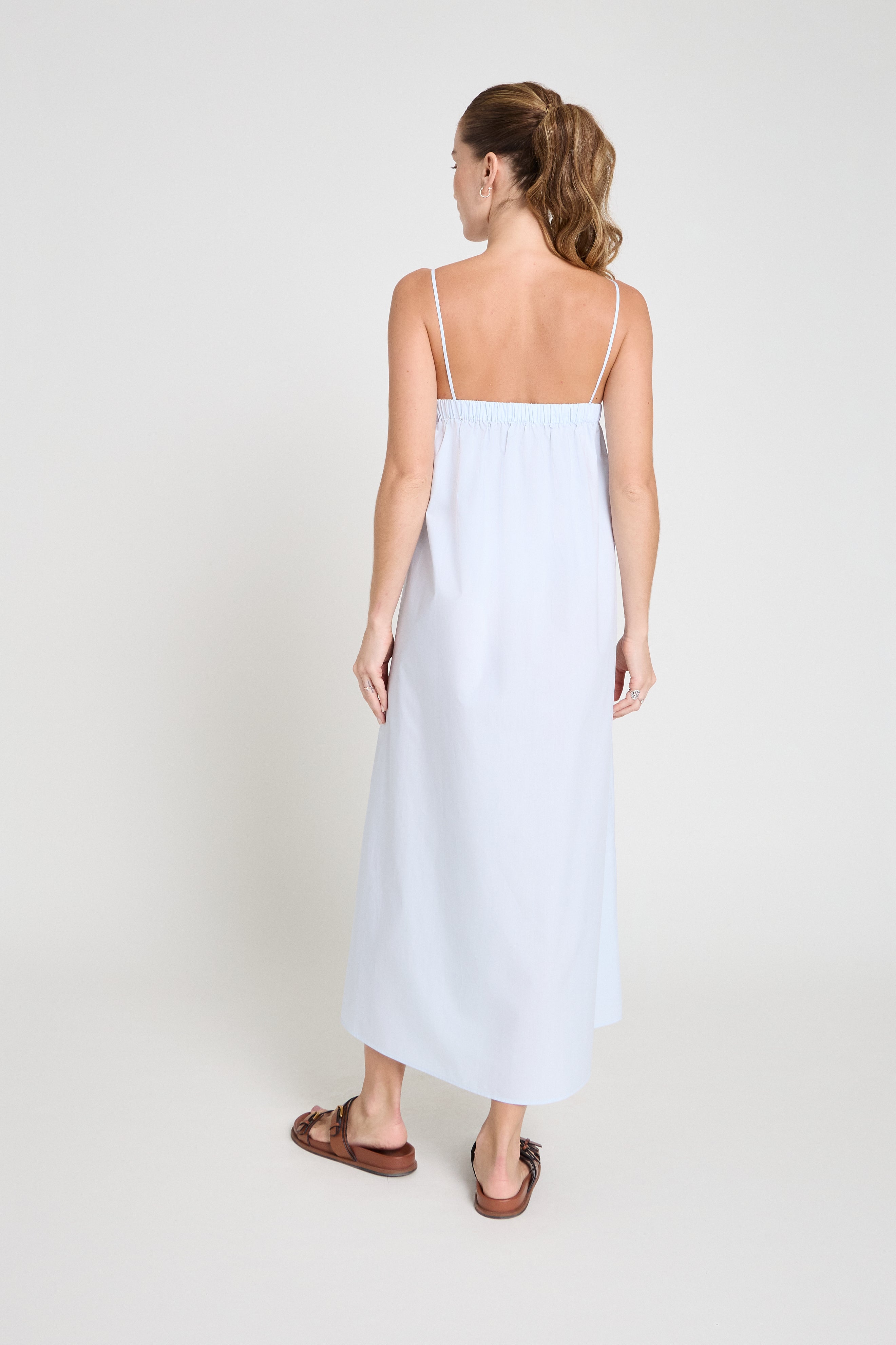 Vestido de algodão- Azul claro