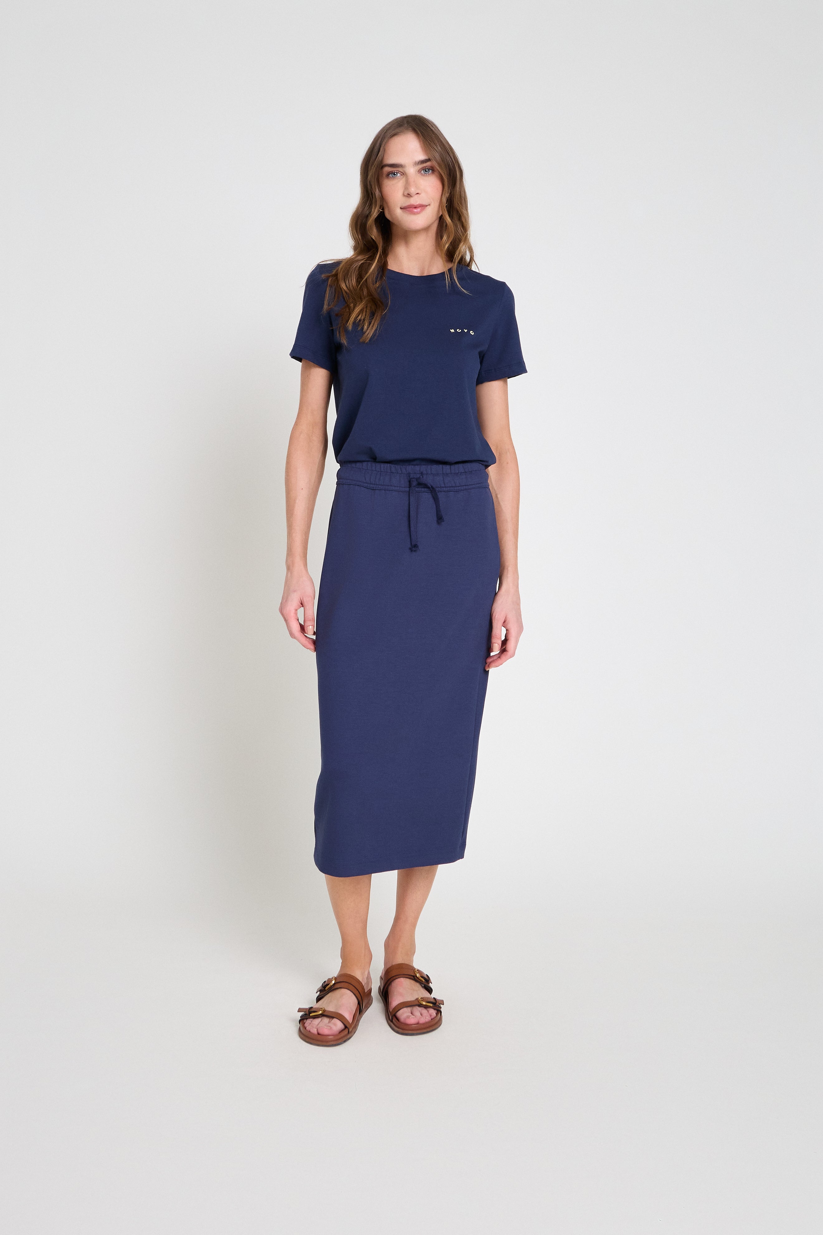 Saia em malha - Marinho