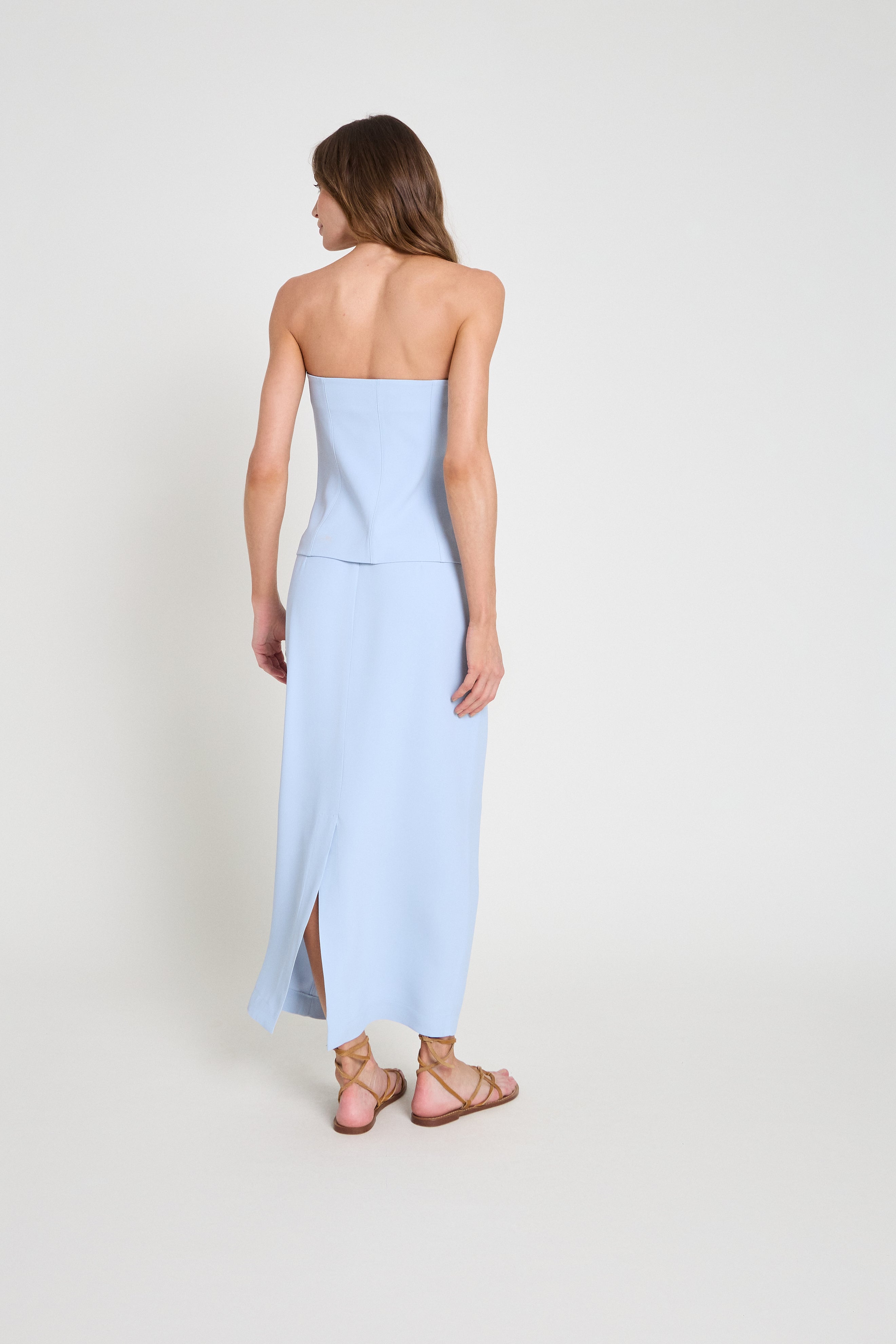 Saia de crepe midi  - Azul claro