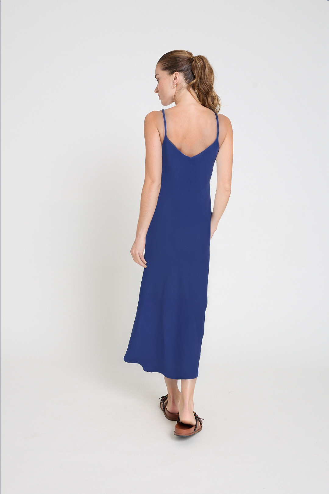 Vestido em crepe - Marinho
