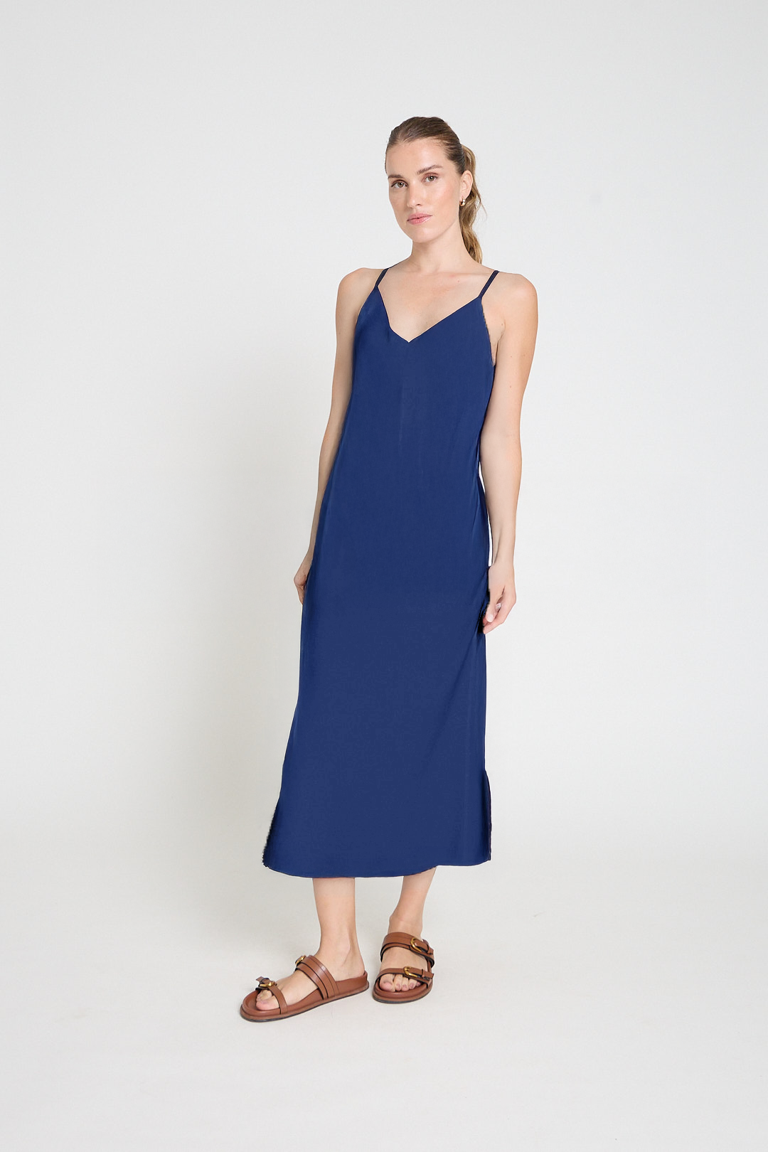 Vestido em crepe - Marinho