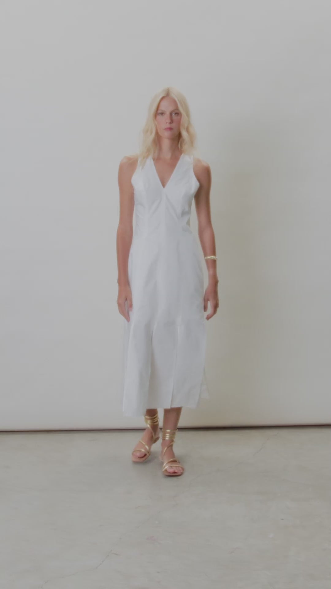 Vestido Midi Em Tricoline - Branco