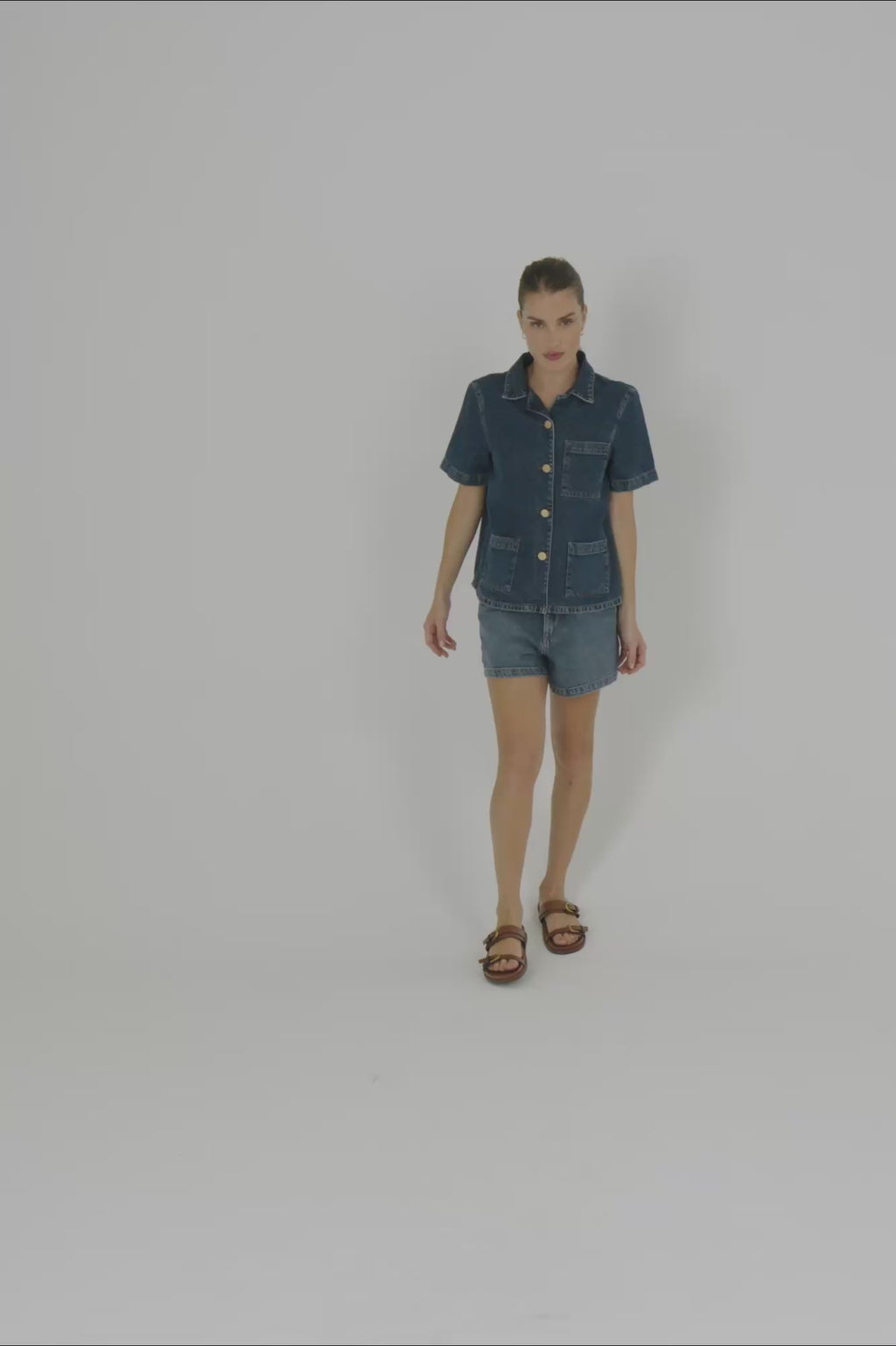 Camisa jeans manga curta - Jeans