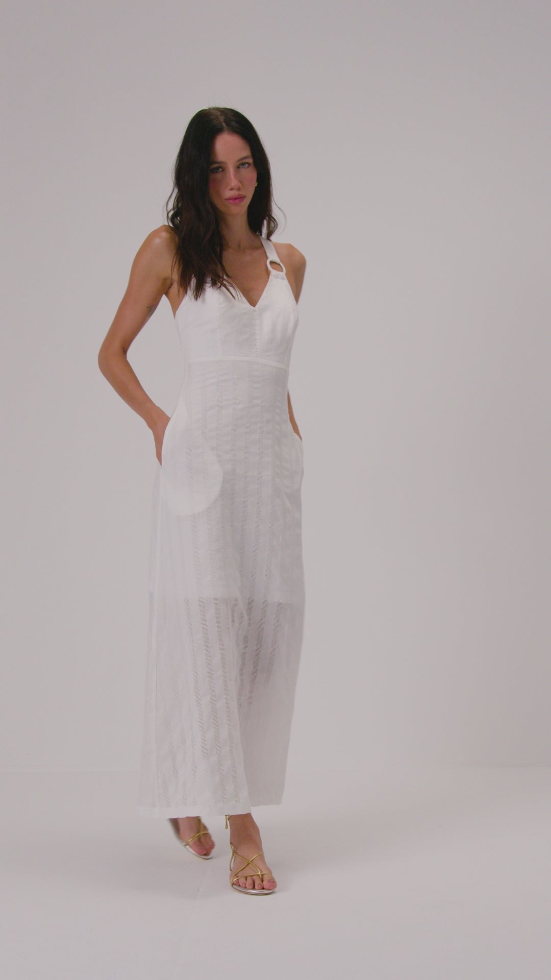 Vestido em cotton laise - Off White
