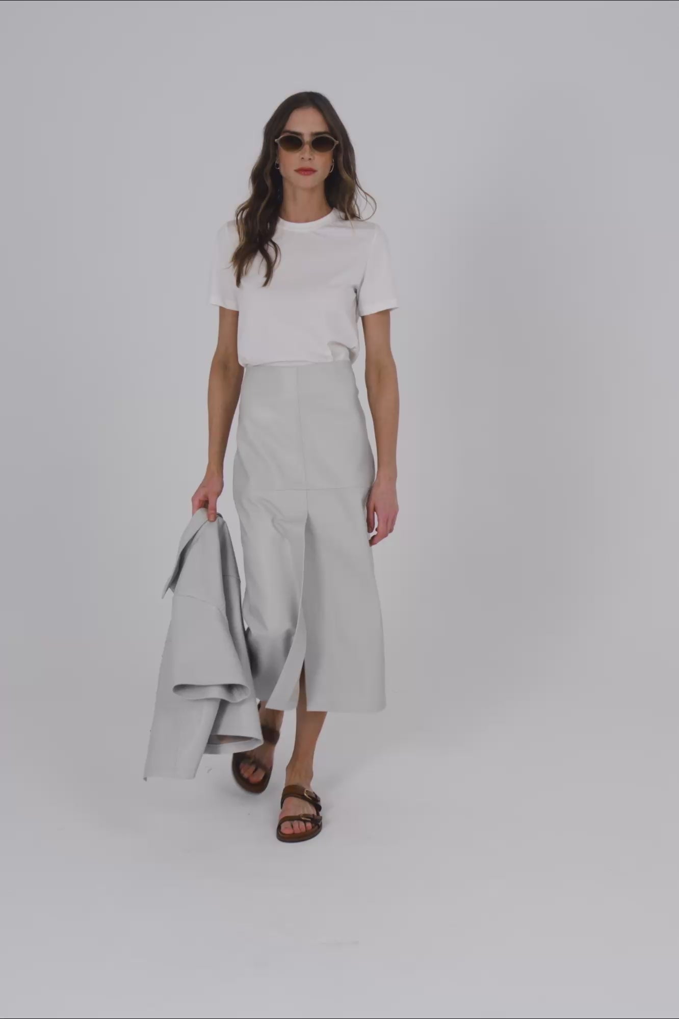 Saia midi em couro - Off White