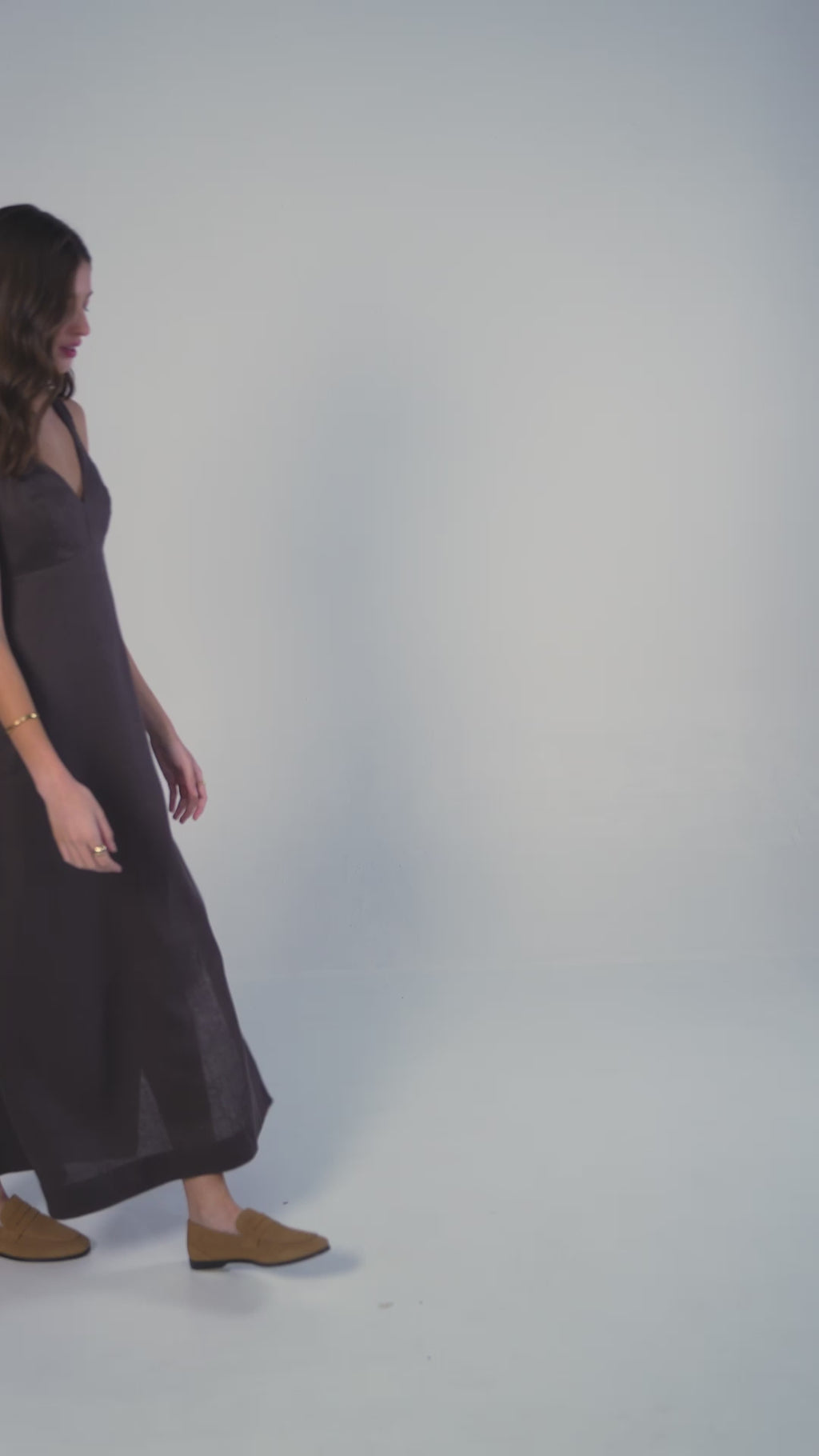 Vestido em Linho - Marrom