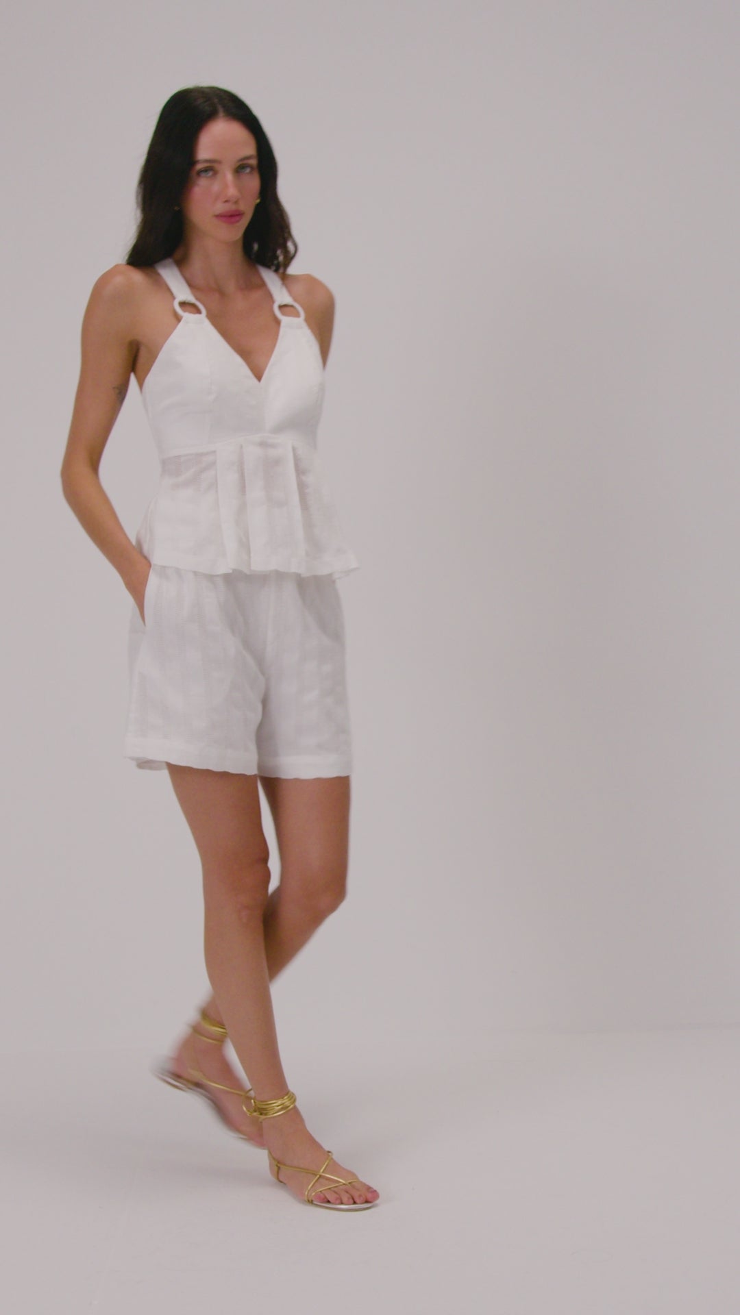 Shorts cotton laise - Off White
