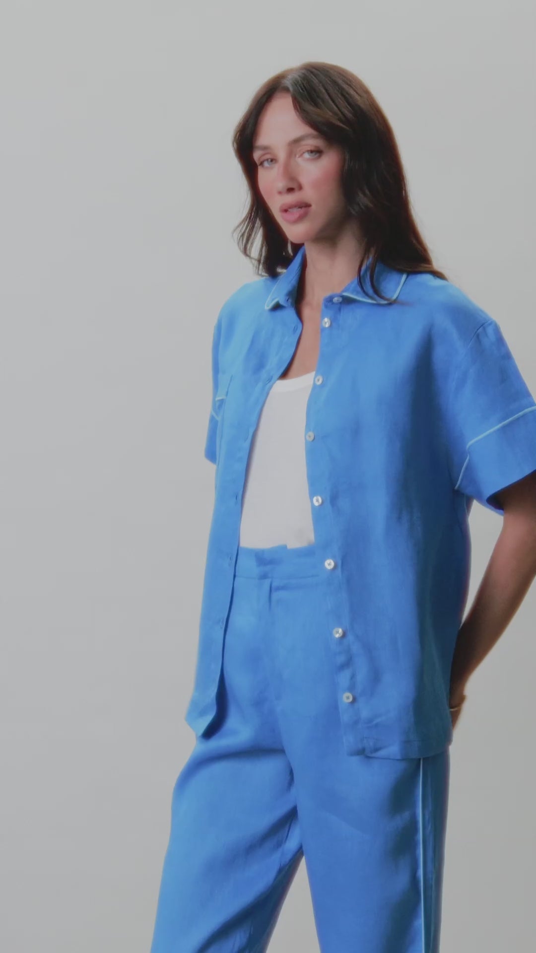 Calça Em Linho Ton Sur Ton - Azul
