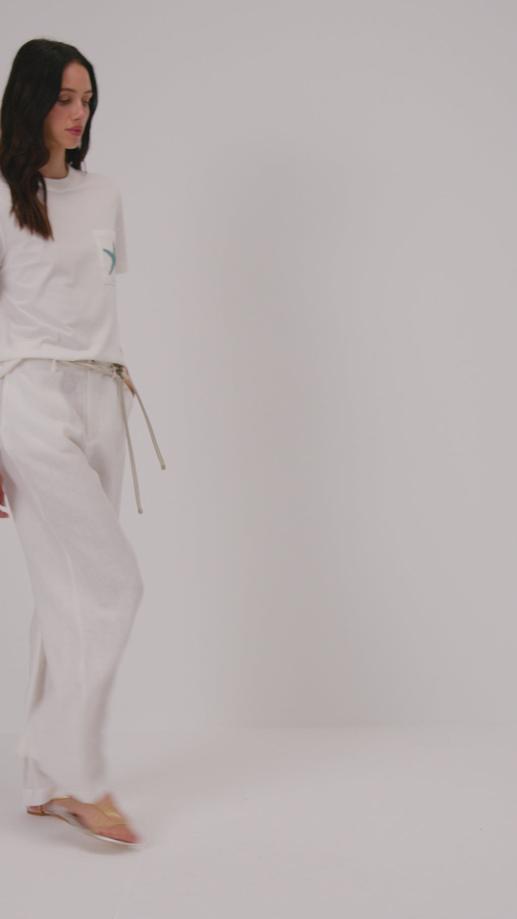 Camiseta em meia malha - Off White