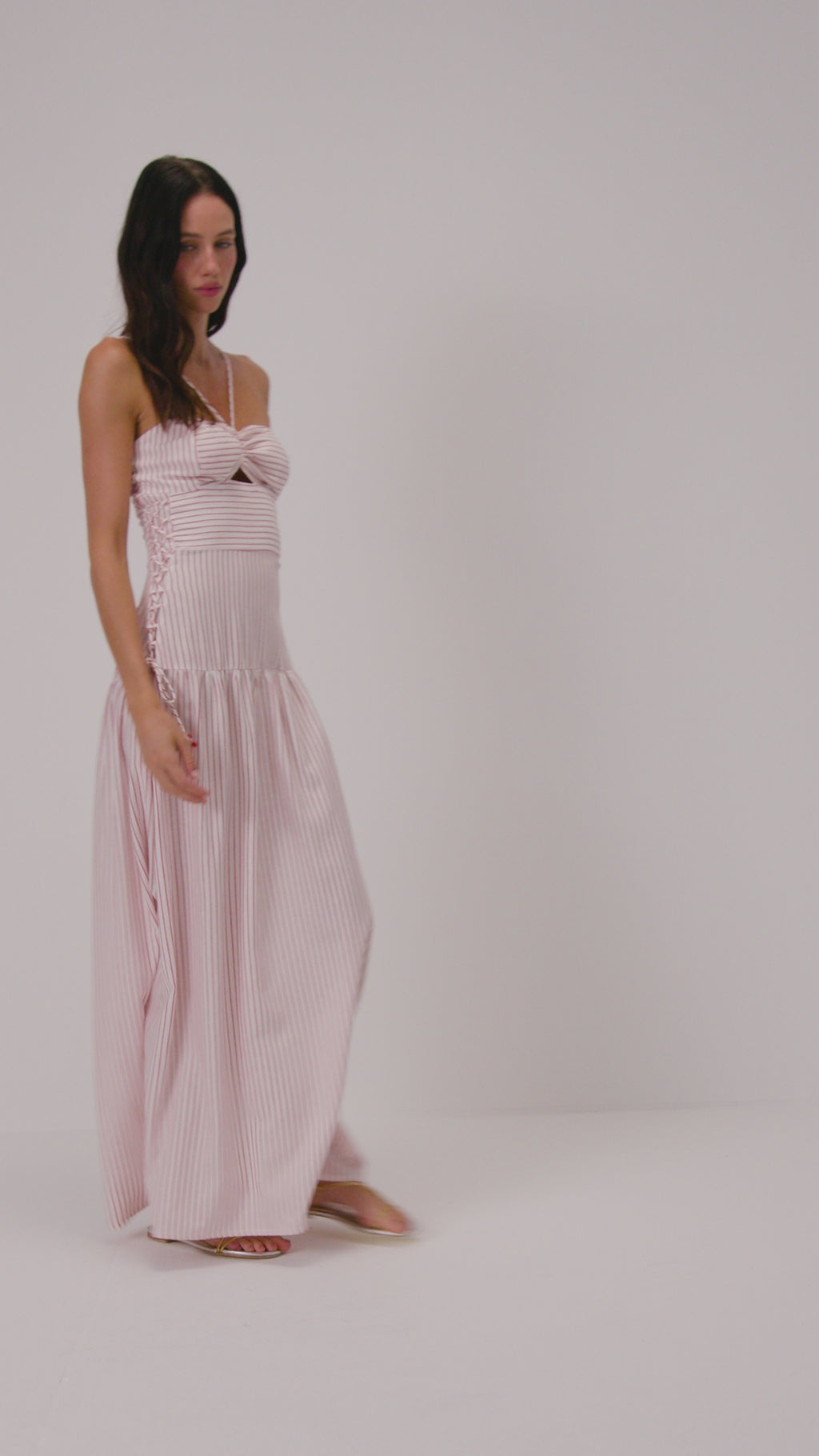 Vestido em linho - Listrado