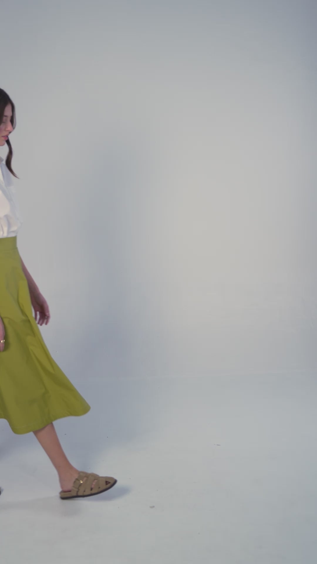 Saia Midi em Algodão - Verde Oliva