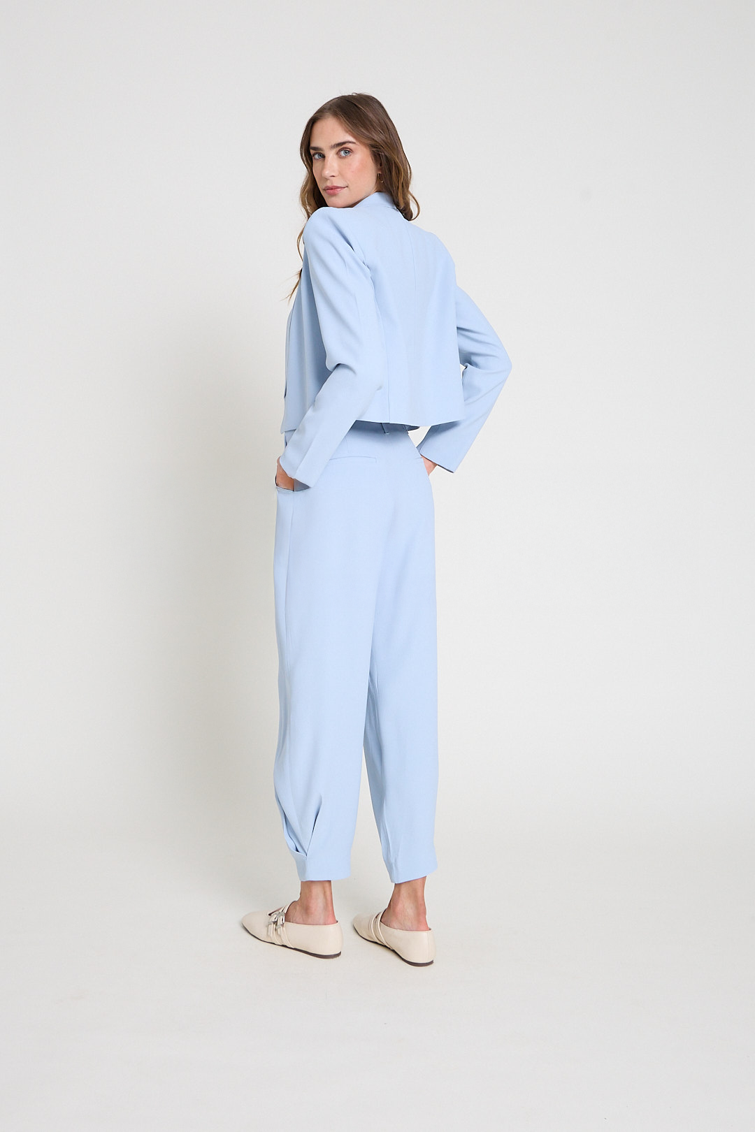 Blazer em crepe - Azul claro